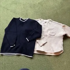 ネイビーセーター・ベージュ トレーナー 2点セット