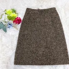 【ニューヨーカー】 ウール ツイード スカート ブラウン (7号) 美品