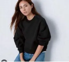 ドライスウェットリラックスクルーネックシャツ　ブラック