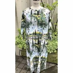 Marblesud 水彩画　テキスタイル　ロングワンピース　森　リス　裏起毛
