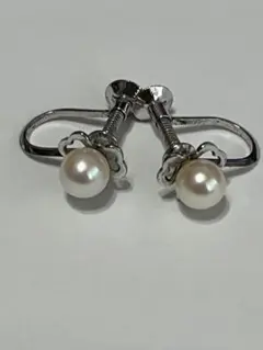 ※再々お値下げ　可愛いパールイヤリングシルバー（刻印あり） ハート