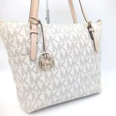 【お買得】マイケルコース トートバッグ MKシグネチャー A4収納可 ホワイト