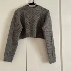 【H&M】グレー クロップドニットセーター S