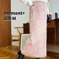 美品 moment+ モーメント フリンジレース ナロースカート ピンク M