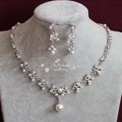 ネックレス&イヤリング/ピアス高品質2点セット‼️結婚式ブライダルさウェディング