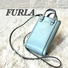 FURLA ミアステラ ショルダーバッグ スマホショルダー レザー 水色のサムネイル