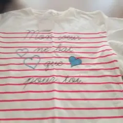 超お買い得❗️ストライプ柄ハートプリントTシャツsize140