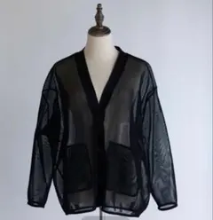 pois ポア double mesh Cardigan ブラック カーディガン - メルカリ