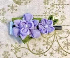 着物 髪飾り クリップタイプ 菖蒲と小花 紫系