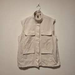 H&M ベージュ ミリタリージャケット ナイロンベスト メンズ レディース M