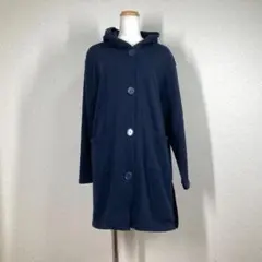 イッカ ikka ロング丈 スウェット パーカー L ネイビー チュニック丈