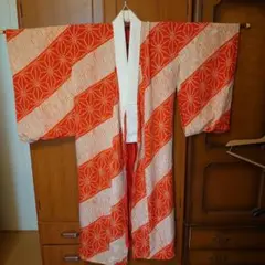オレンジと白の花模様長襦袢