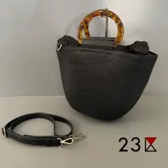 【希少・美品】 23区 べっこうハンドル 2way カゴバッグ ブラックのサムネイル