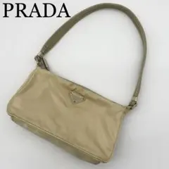 【ジャンク品】PRADA ハンドバッグ　ワンショルダー　三角ロゴ　ベージュ