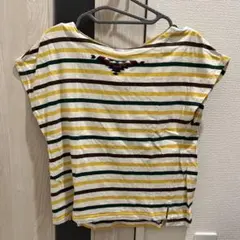 CUBE SUGAR キューブシュガー マルチボーダーTシャツ カットソー 刺繍