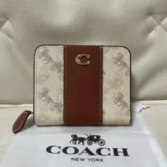 【美品】COACH 二つ折り財布 ホワイト/ブラウン