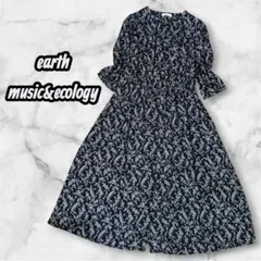 earth music&ecology アースミュージック 花柄黒ワンピース F