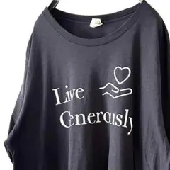キャンバス Live Generously Tシャツ XLブラック黒グレー 古着