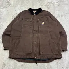 カーハート　ダック　トラディショナルジャケット　フルスイング　L　ブラウン　古着
