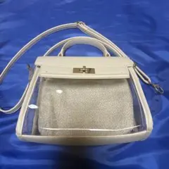 Honeys フラップ付きクリアハンドバッグ アイボリー