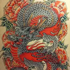 「牡丹龍」A4サイズ　TATTOO　コーチジャケット　スーベニアのサムネイル
