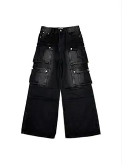 multi pocket cargo denim pants