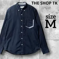 THE SHOP TK 長袖　シャツ M ネイビー　ボタンダウン　メンズ