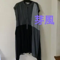 ★センソユニコ芽風ノースリーブ チュニック グレー系 ボタン付き★