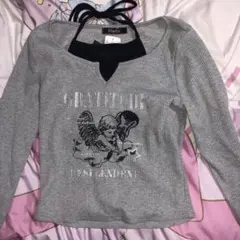 グランジ風海外風長袖ピチトップス