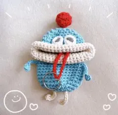 パクパクモンスター キーホルダー ニコニコソーダブルーちゃん ハンドメイド