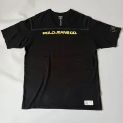 【ポロジーンズ】ブラック Vネック ロゴプリント 半袖Tシャツ XL 古着のサムネイル