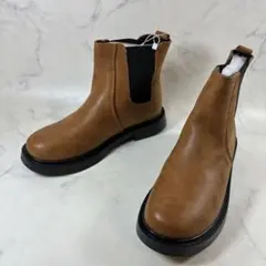 チェルシーブーツ レディース サイドゴア ショートブーツ　22.5 ブラウン