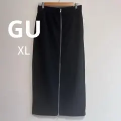 【美品】GU ジーユー フロントジップナローロングスカート 黒 XLサイズ