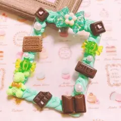 薔薇模様のクマちゃんとチョコのホイップデコ トレカケース テディベア お菓子