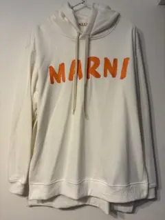 MARNI ロゴプリント プルオーバーパーカー ホワイト