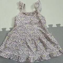 女の子用 花柄 ワンピース水着 フリル付き　100