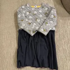 プチバトー花柄キルティングワンピース（長袖）8ans/128cm