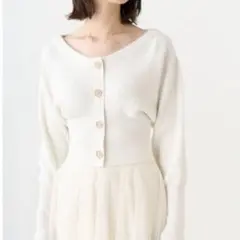 スナイデル　SNIDEL クロップドニットカーディガン　ホワイト　白