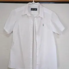 【13号】EASTBOY　ミントグリーン刺繍　半袖ホワイトシャツ