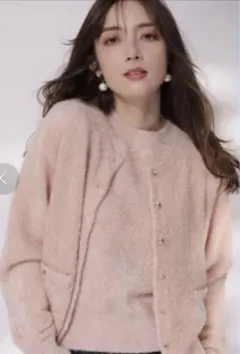 Apuweiser-riche♡シャイニーベロアタッチカーディガンインナーセット