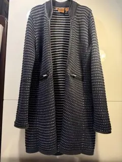 TORY BURCH トリーバーチ メリノウール×レザー トリム ニットコート