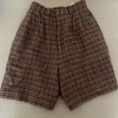 ウール混紡 チェック柄 ショートパンツ S