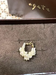 agete 　K10　淡水パールチャーム　片耳のみ