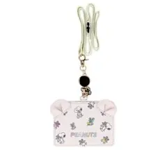 新品　スヌーピー リール付きカードホルダー パスケース ブラウン