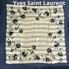 イヴサンローラン　YSL 大判スカーフ　ドット柄　花柄　シルク100%のサムネイル