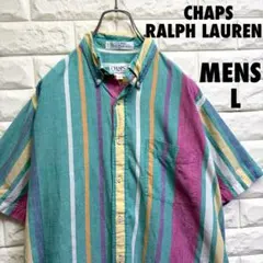 CHAPS RALPH LAUREN 半袖ストライプシャツ　メンズLサイズ
