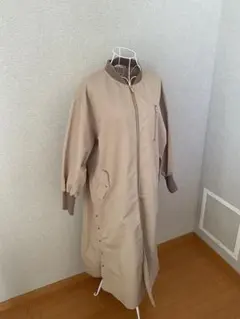 ベージュ MA-１ロングコート ジップアップ