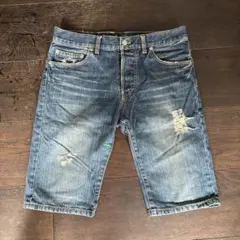 【inhabitant】 デニムショートパンツ ダメージ加工　30インチのサムネイル