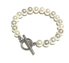 パール ステンレス マンテル ブレスレット シルバー