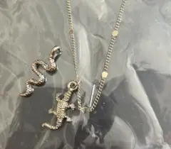 ネックレス　ヤモリ　トカゲ　(蛇トップ付き)のサムネイル